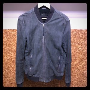 All Saints cowhide suede bomber jacket